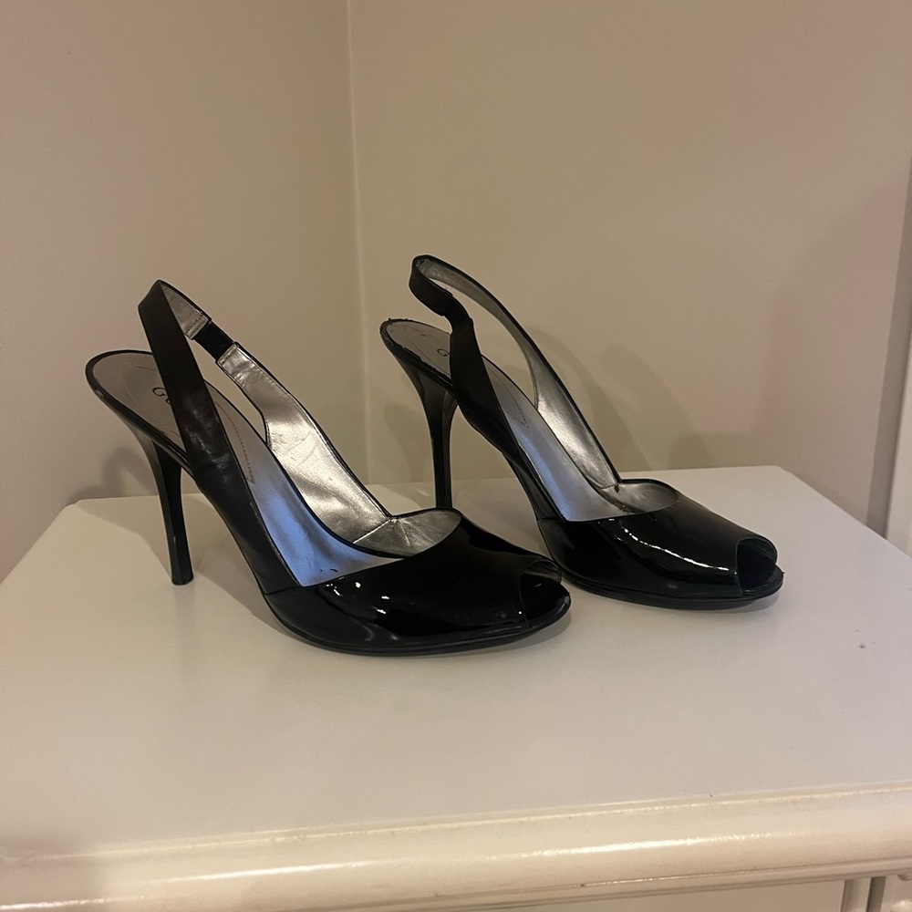 Guess Black Patent Slingback Heels